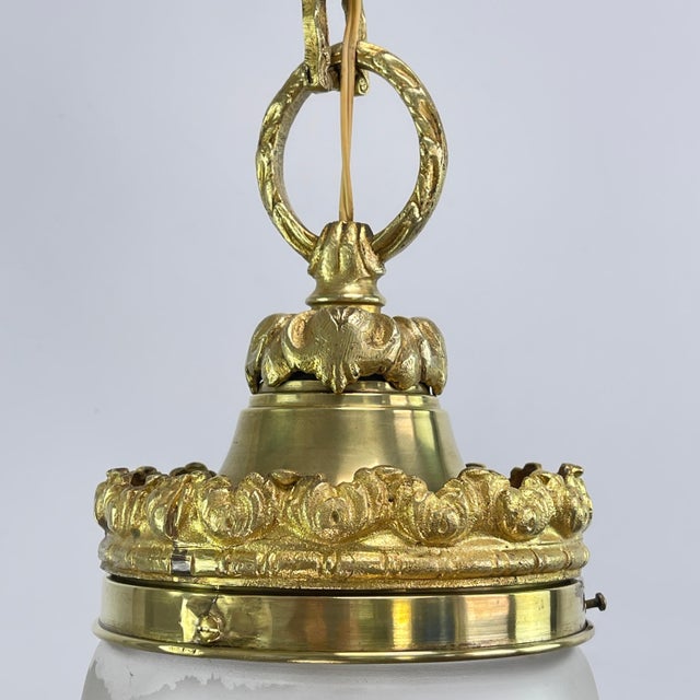 Metal Art Nouveau Hanging Lamp in Bronze, 1890s For Sale - Image 7 of 9