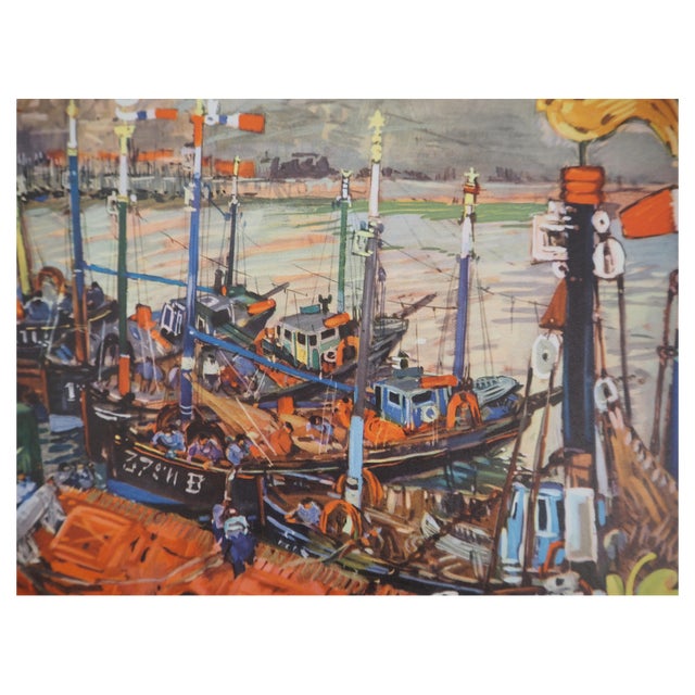 Mathurin Meheut, Brittany, The Artisanal Bunkering Flotilla, 1955, Color Photogravure For Sale