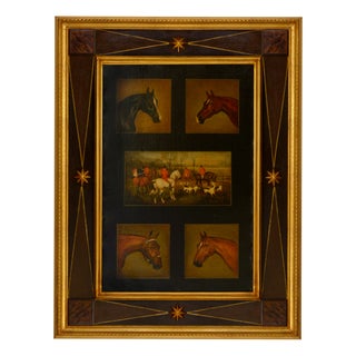 Mark Majer, Mark Majer, Horses with Hunting Scene, Oil on Canvas, 1990s, 1990, Oil on Canvas For Sale
