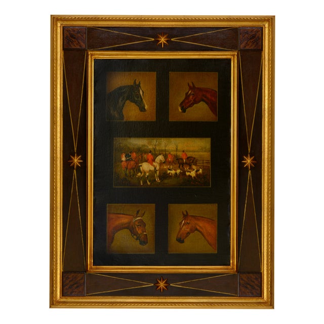 Mark Majer, Mark Majer, Horses with Hunting Scene, Oil on Canvas, 1990s, 1990, Oil on Canvas For Sale