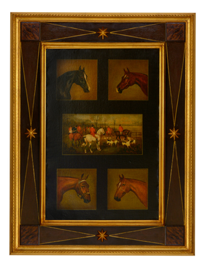 Mark Majer, Mark Majer, Horses with Hunting Scene, Oil on Canvas, 1990s, 1990, Oil on Canvas