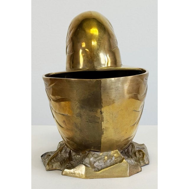 Metal Large Vintage Solid Brass Nautilus Shell Planter Cachepot or Bottle Chiller For Sale - Image 7 of 12