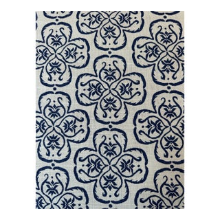 Marika Meyer Studio Pattern Matilda Color 02 (Blue) Oyster Linen Fabric 6 1/2 Yards For Sale
