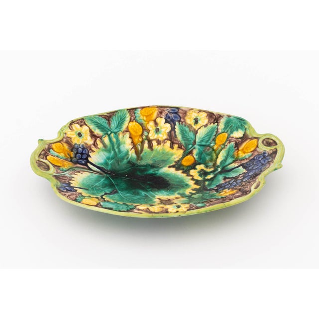 Ceramic English Majolica Strawberry & Grape Tableware, 16 For Sale - Image 7 of 14