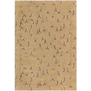 "Trine" Contemporary Geometric Warm Tan Silk Rug by Doris Leslie Blau For Sale