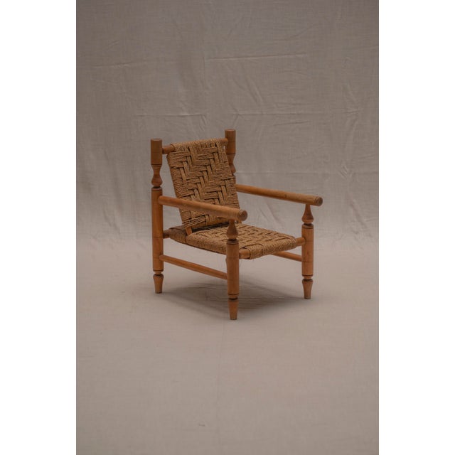 Wood Vintage French Armchair by Adrien Audoux & Frida Minet, 1950s For Sale - Image 7 of 14