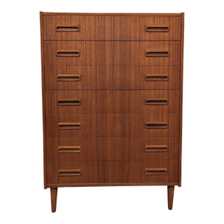 Vintage Danish Mid Century Westergaard Tall Boy Teak Dresser- 022444 For Sale