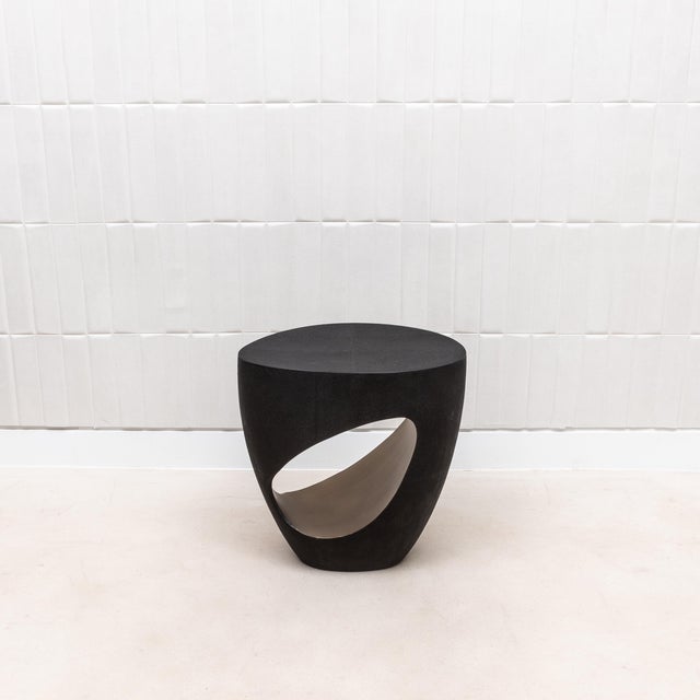 Black Stool in Black Shagreen With Bronze Patina Brass by R&y Augousti For Sale - Image 8 of 11