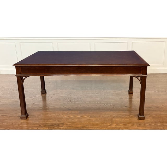 Brown Classic Chippendale Mahogany Writing/Library Desk by Leighton Hall - Showroom Sample For Sale - Image 8 of 10