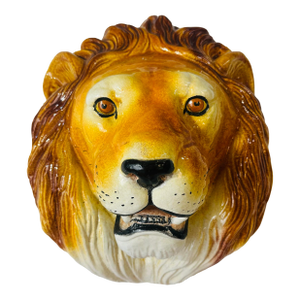 Large Italian Ceramic Lions Head Wall Plaque