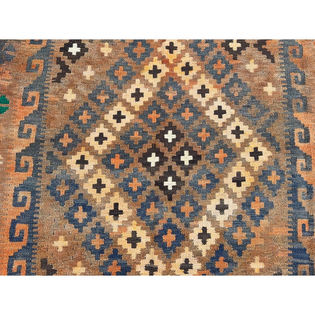 Islamic Antique Afghan Hand-Woven Ghelmori Kilim Rug | Flatweave Wool Tribal Geometric Rug For Sale - Image 3 of 11