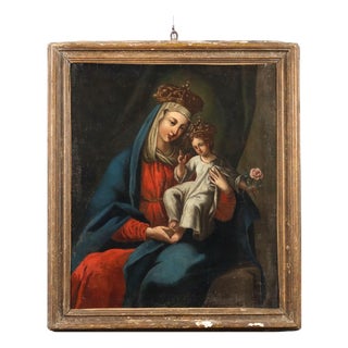 Madonna and Child Crowned, 1600s, Oil on Canvas, Framed For Sale