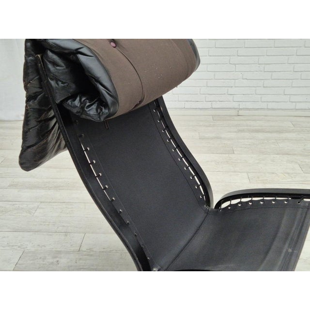 Norwegian Siesta Lounge Chair in Black Leather & Bentwood by Ingmar Relling for Westnofa, 1970s For Sale - Image 16 of 18