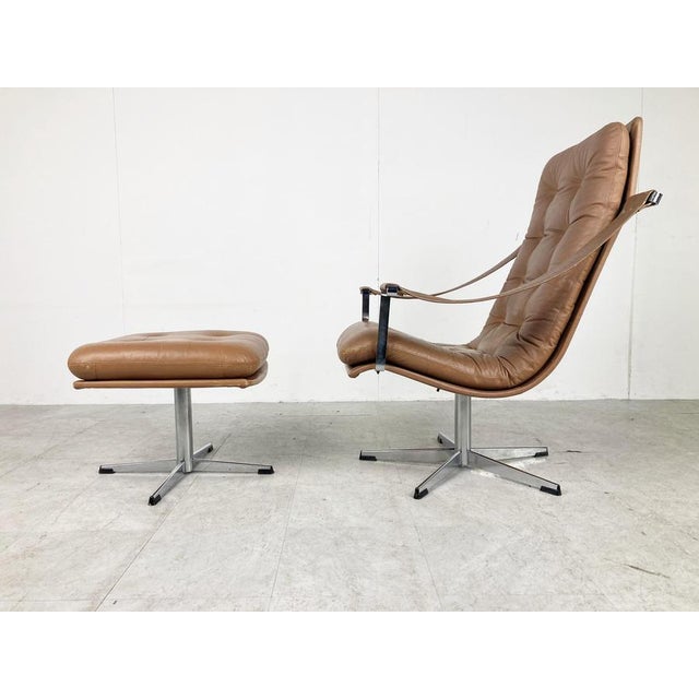 Animal Skin Set of Mid-Century Lounge Chair and Ottoman attributed to Geoffrey Harcourt, 1960s For Sale - Image 7 of 17