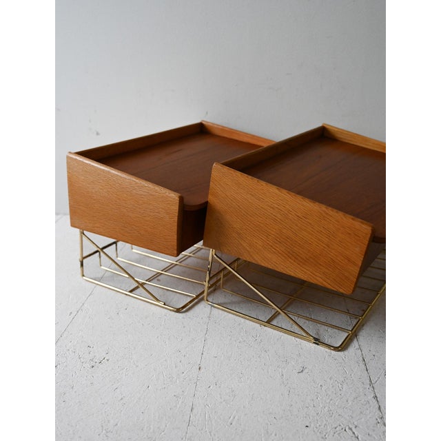 Wood Scandinavian Wall-Mounted Bedside Tables, 1950s, Set of 2 For Sale - Image 7 of 10