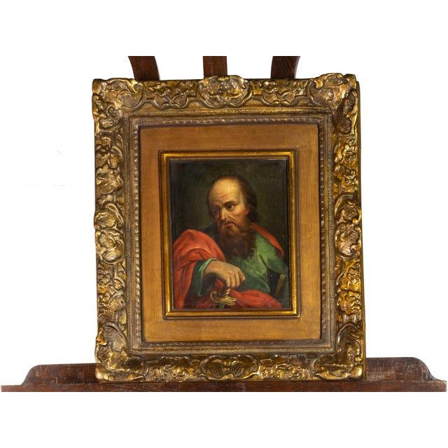 Baroque Italian Artist, Saint Paul, Oil on Copper, 18th Century, Framed For Sale - Image 3 of 6