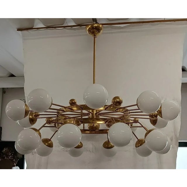Murano Art Glass and Brass Midcentury Chandelier For Sale - Image 11 of 11