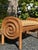 Beige Vintage Wicker Bench | Coastal Rattan Barrel-Back Settee With Cushion For Sale - Image 8 of 10