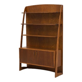 Organic Swedish Modern Stained Beech Bookcase For Sale