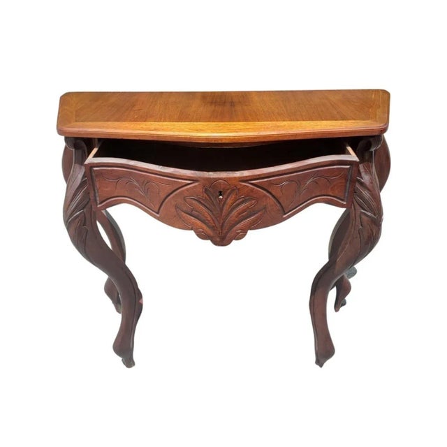Wood Victorian Rococo Style One Drawer Mahogany Console Table, Circa 1890s For Sale - Image 7 of 9