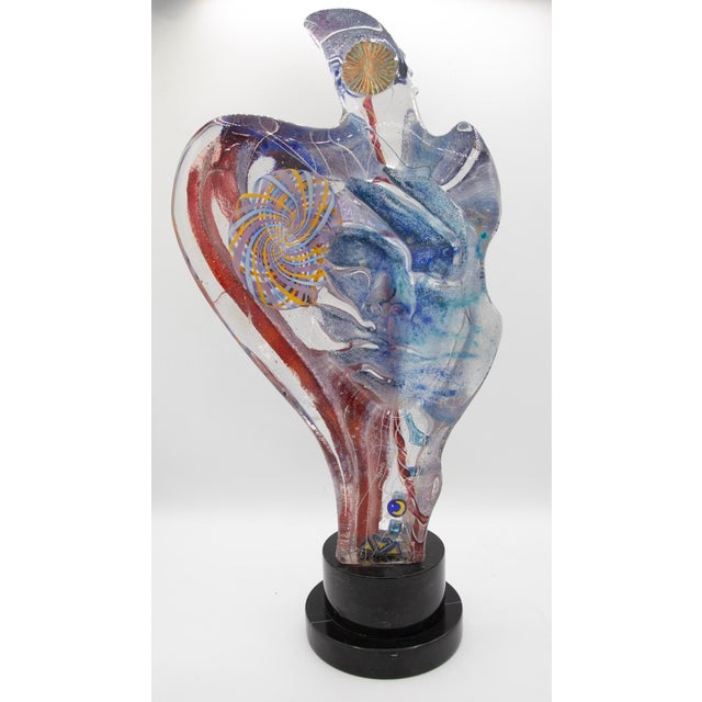 Late 20th Century Susan Gott Abstract Studio Art Glass Sculpture on Ebonized Base 19" For Sale In West Palm - Image 6 of 9