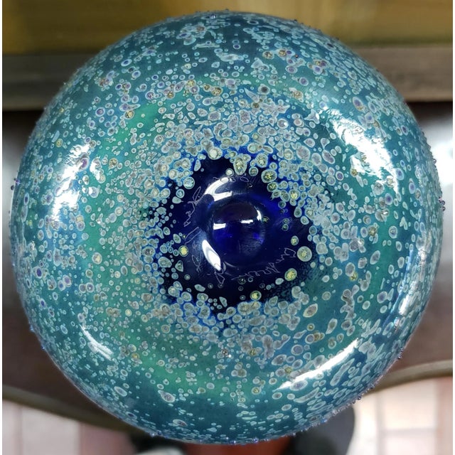 1988 Andrew Jackson Pollack Art Glass Bottle Vase | Chairish