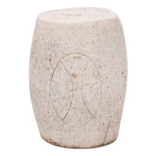 Antique Chinese Etched Marble Prosperity Drum, 19th Century For Sale