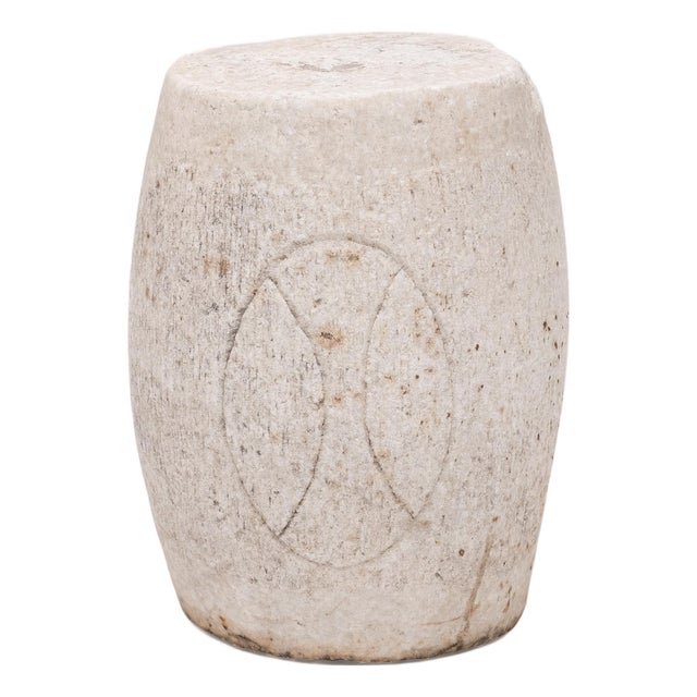 Antique Chinese Etched Marble Prosperity Drum, 19th Century For Sale