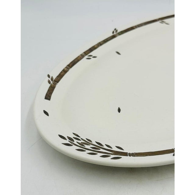 1980s Modern Emilia Castillo Taxco Silver Bamboo Porcelain Oval Platter For Sale - Image 10 of 18