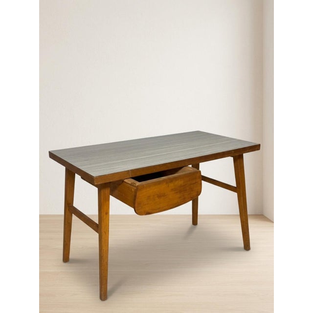 Vintage Brown Wooden Desk, 20th Century For Sale - Image 6 of 9