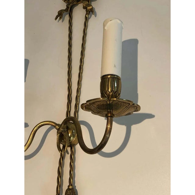 1950s French Louis XVI Style Bronze Wall Lights with Ribbons - A Pair, Unwired For Sale - Image 11 of 13