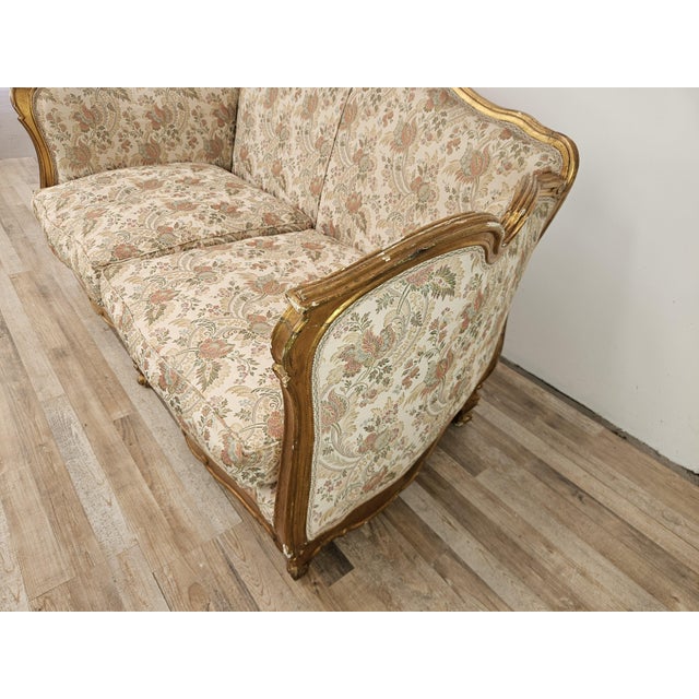 Rococo 20th Century Italian Baroque Style Sofa in Carved and Gilded Wood For Sale - Image 3 of 18