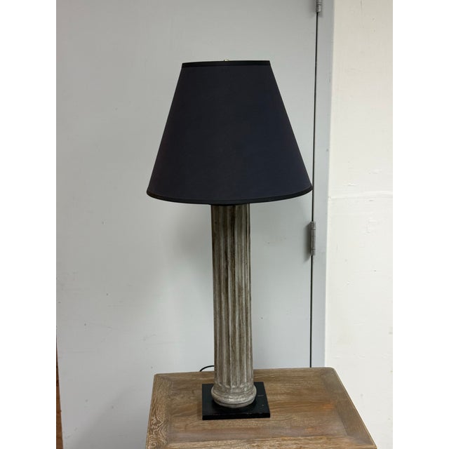 Metal Restoration Hardware 19th Century Zinc Column Table Lamp For Sale - Image 7 of 12