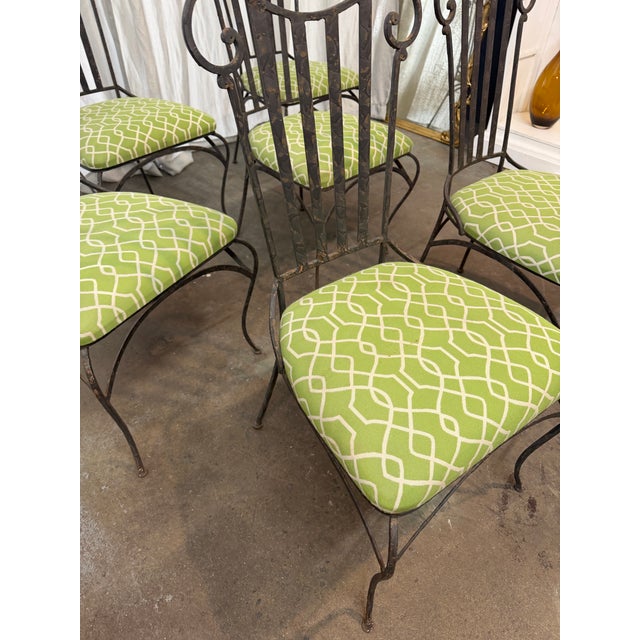 Green Prou Style Wrought Iron Chair Set/6 For Sale - Image 8 of 12