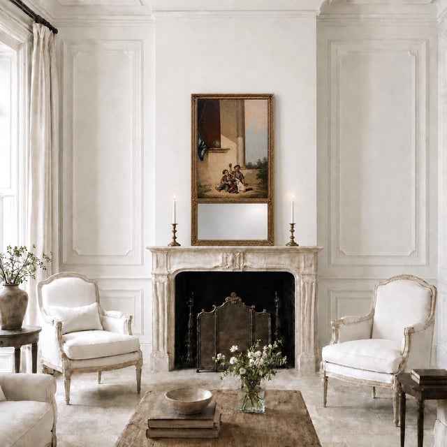 A charming provincial scene brings warmth and character to this late 18th to early 19th century French trumeau mirror. The...