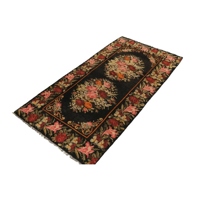 Originating from Turkey in 1960, this vintage Turkish wool kilim employs a Bassarabian all over field design, reminiscent...