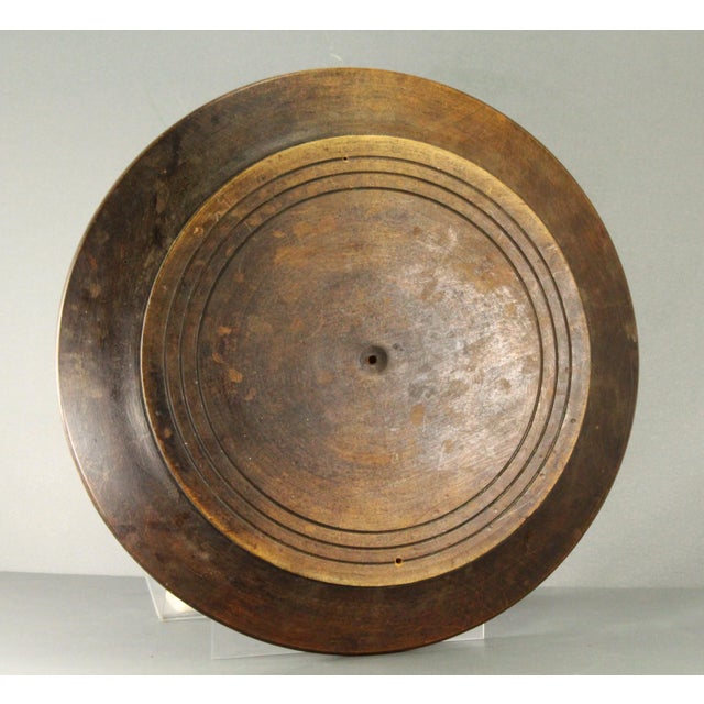 1850's-60's Treen Turned Wood & Brass Alms Dish Platter Charger, Victorian For Sale - Image 18 of 18