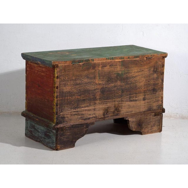 Antique Red Colored Trunk in Wood For Sale - Image 12 of 13