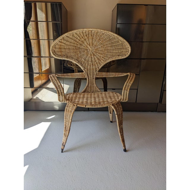 Danny Ho Fong 1960s Tropi-Cal Attributed to Danny Ho Fong Garden Patio Wicker Chair For Sale - Image 4 of 7