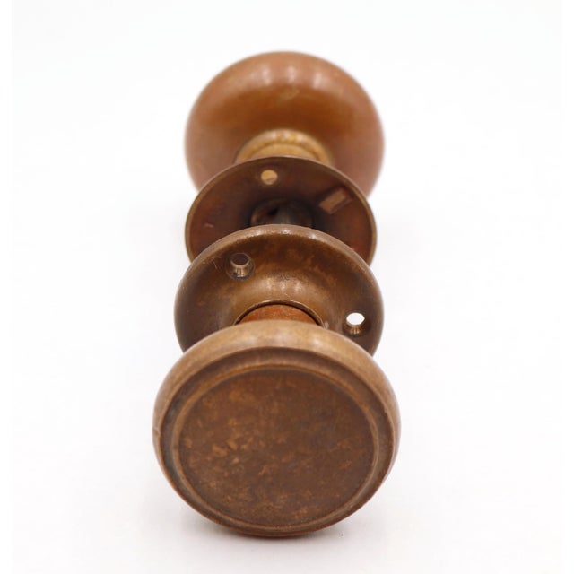 Traditional Vintage Concentric Bronze Passage Door Knobs For Sale - Image 3 of 6