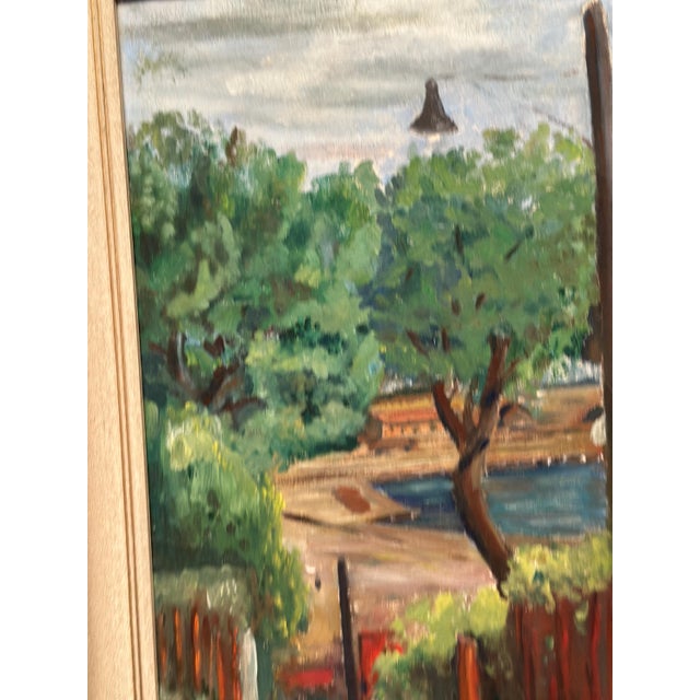 P. Agne, Village, 1950s, Oil on Canvas, Framed For Sale - Image 5 of 13