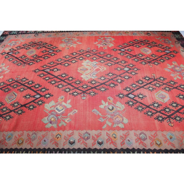 Mid-Century Modern 1970s Red Tone Floor Kilim Rug -7' 4'' X 10' 4'' For Sale - Image 3 of 12
