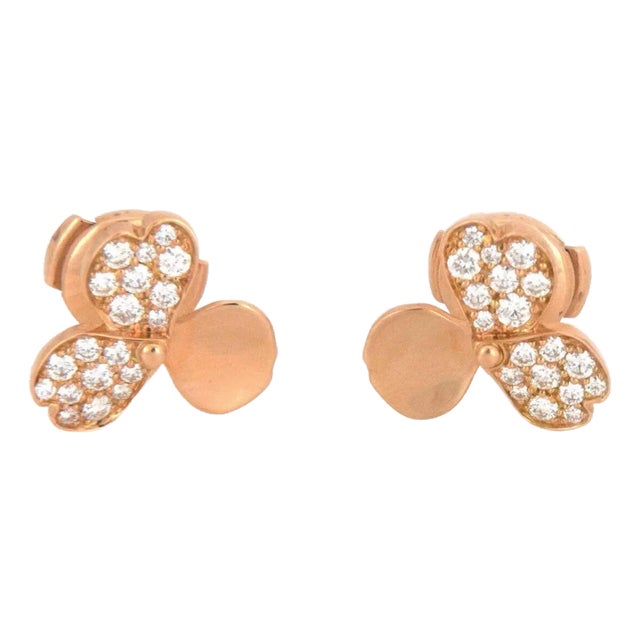 Tiffany & Co. Diamond 18k Rose Gold Paper Flower Stud Earrings, 2 Pieces For Sale