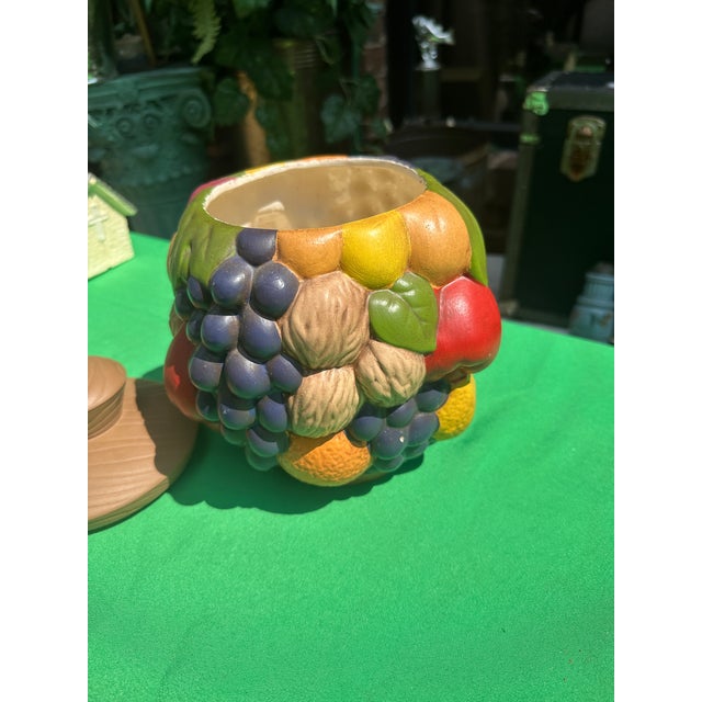 Ceramic Vintage Ceramic Hand Painted Fruit Style Cookie Jar For Sale - Image 7 of 7