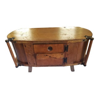 Antique Butter Churn Table Cabinet With Front Center Door For Sale