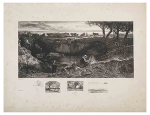 Godefroy Jadin, Landscape, Original Lithograph, Late 19th Century