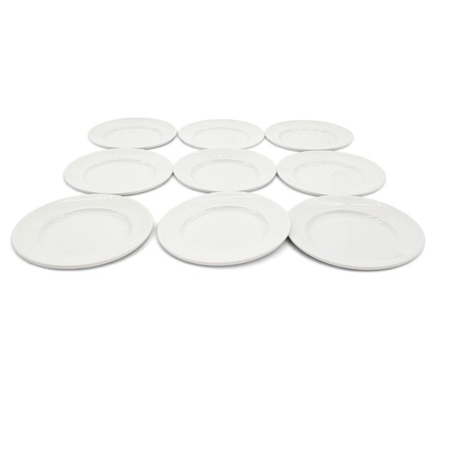 French Apilco Sèvres White Porcelain Appetizer Plates, Set of 9 For Sale - Image 4 of 10