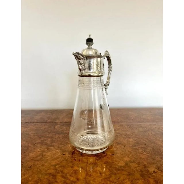 Victorian Glass and Silver Plated Claret Jug, 1860s For Sale - Image 6 of 10