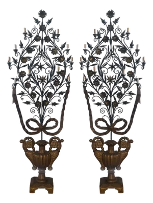 Monumental Pair of Italian Girandoles (Tree‑Form Candelabra) Mid‑20th Century.