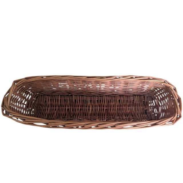 Brown Vintage French Country Wicker Baguette Bread Basket For Sale - Image 8 of 14